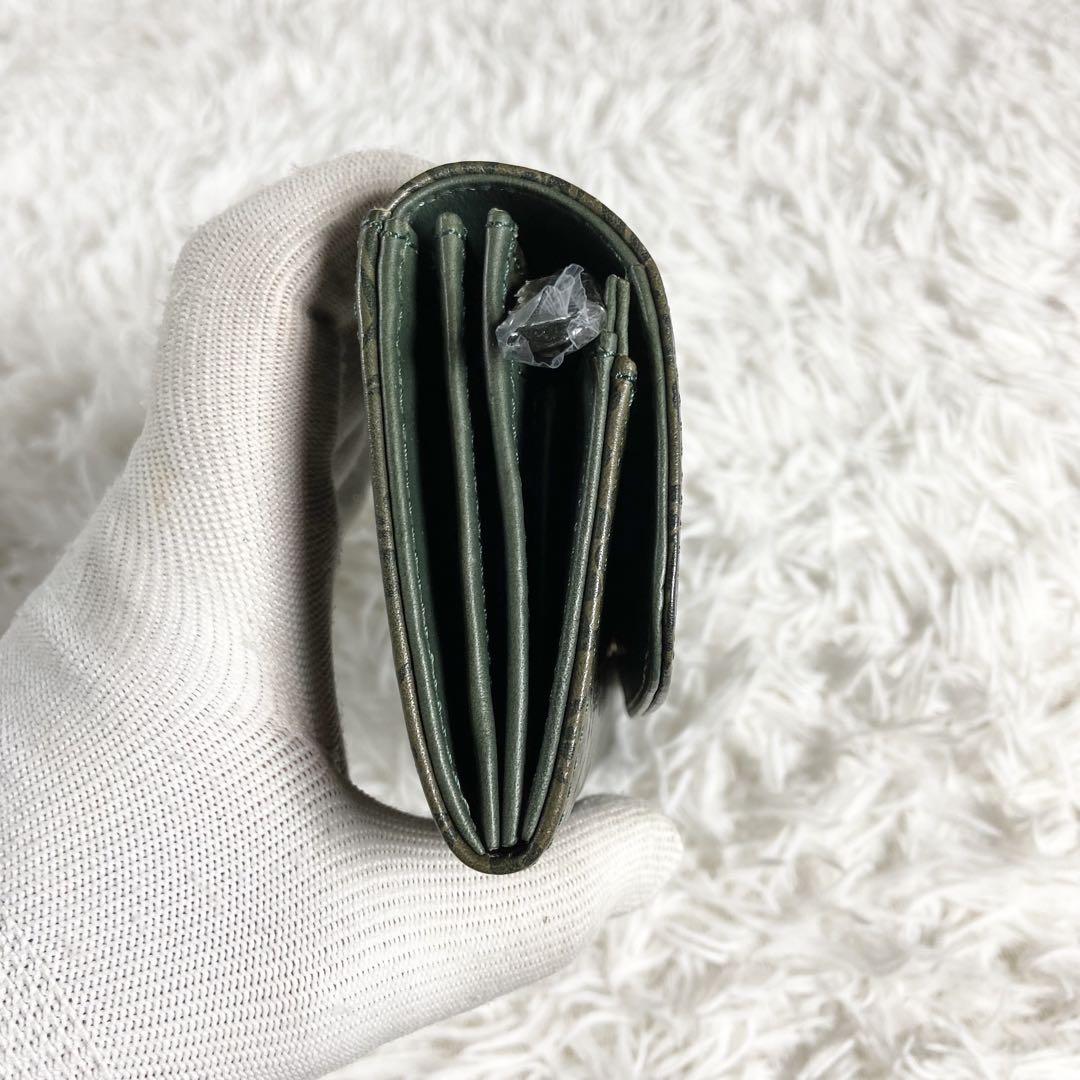 未使用 DAKOTA ダコタ ミモザ 長財布 エンボス レザー グリーン