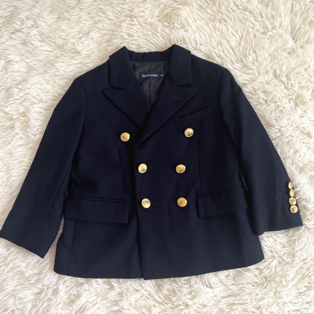 【美品】ラルフローレン　キッズ　セットアップ　紺ブレ　金ボタン　　100