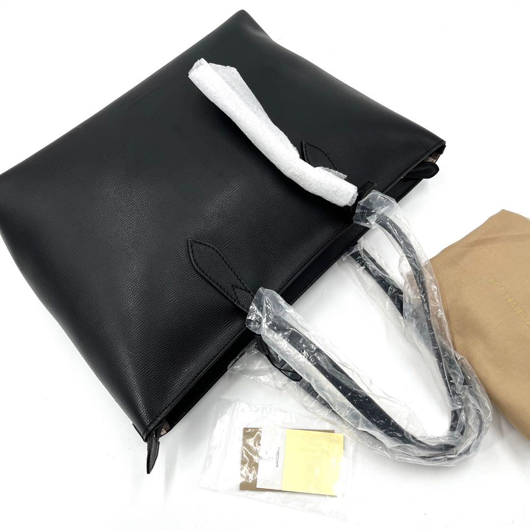 未使用保管品】バーバリー トートバッグ レザー PVC ノバチェック 黒