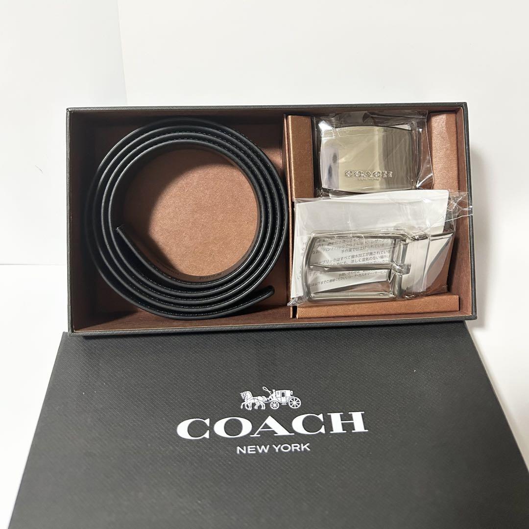 新品未使用品 COACH コーチ シグネチャー ベルト PVC バックル2つ