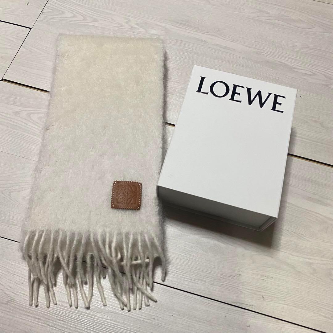 LOEWE ロエベ マフラー モヘヤ ウール ストール オフホワイト 付属品完備