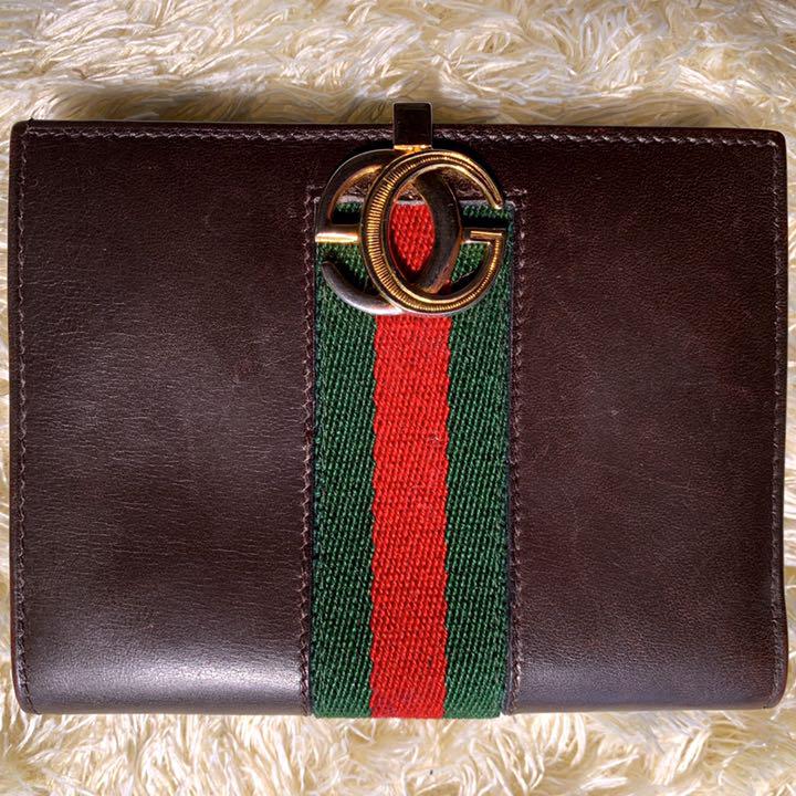 GUCCI 二つ折財布 ダークブラウン 革 SgrqA-m51036910048 シェリーライン インターロッキング 安い爆買い