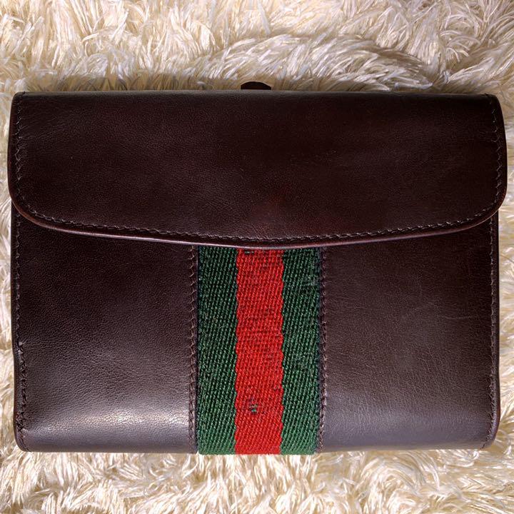 GUCCI 二つ折財布 ダークブラウン 革 SgrqA-m51036910048 シェリーライン インターロッキング 安い爆買い