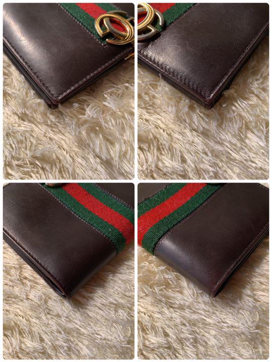 GUCCI 二つ折財布 ダークブラウン 革 SgrqA-m51036910048 シェリーライン インターロッキング 安い爆買い