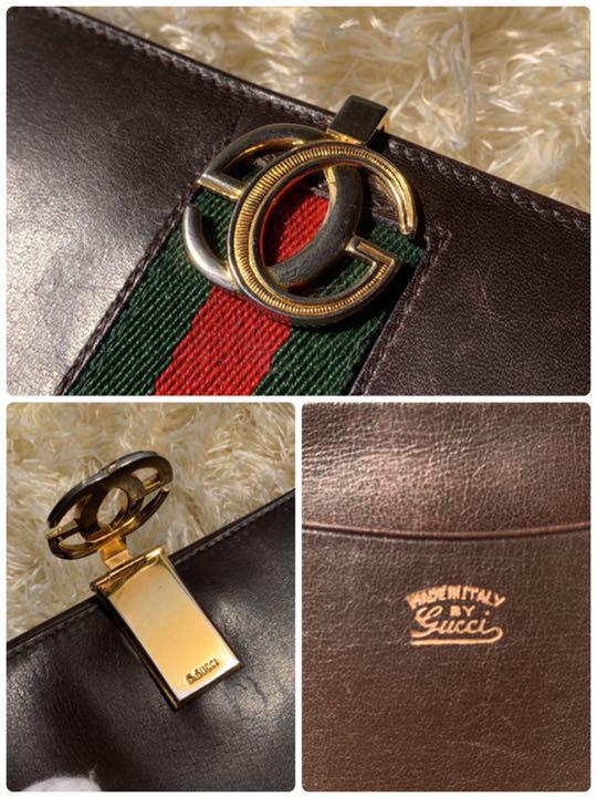 GUCCI 二つ折財布 ダークブラウン 革 SgrqA-m51036910048 シェリーライン インターロッキング 安い爆買い