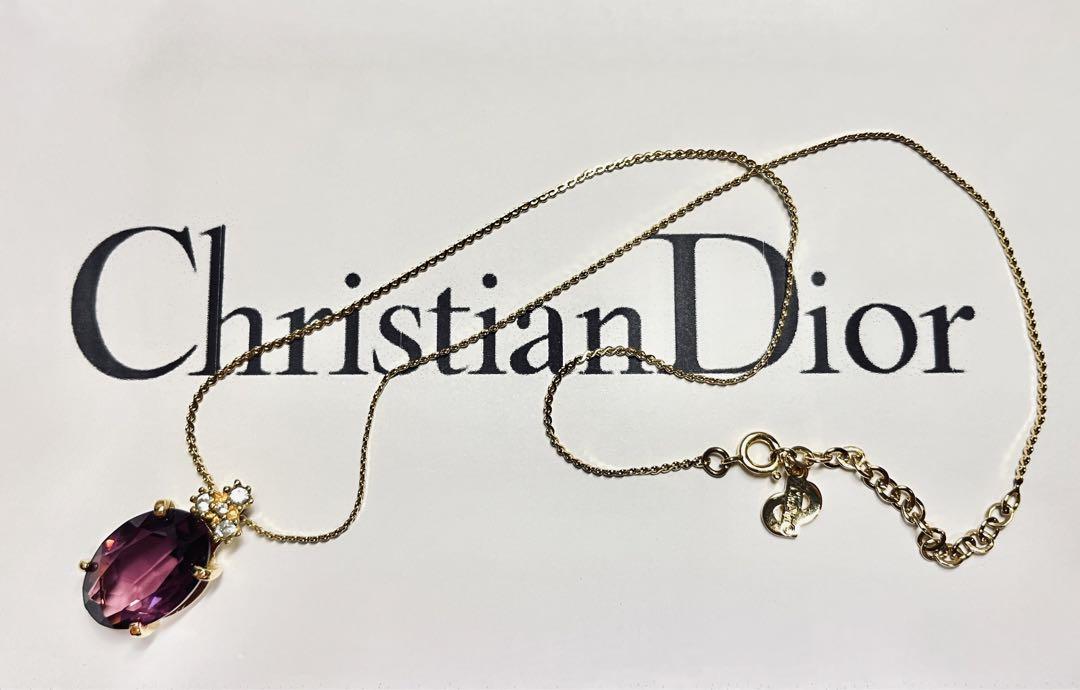 DIOR クリスチャンディオール ヴィンテージ 大粒ストーンネックレス