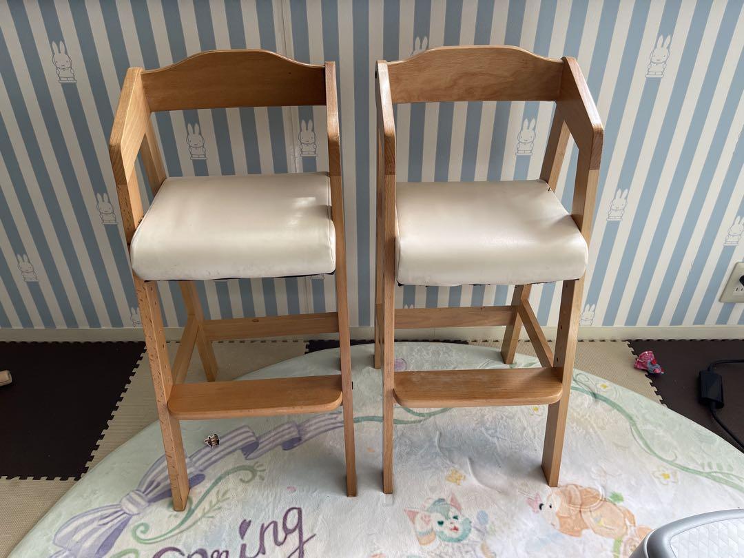 アイリスプラザ 天然木製 Kids High Chair ナチュラル　2脚