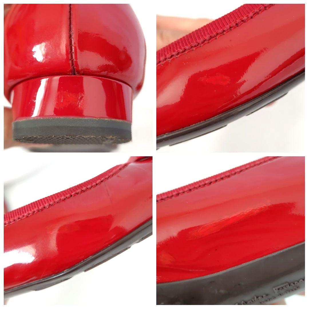 MyFerragamo【フェラガモ】定番 ロゴプレート ローヒール パンプス 赤