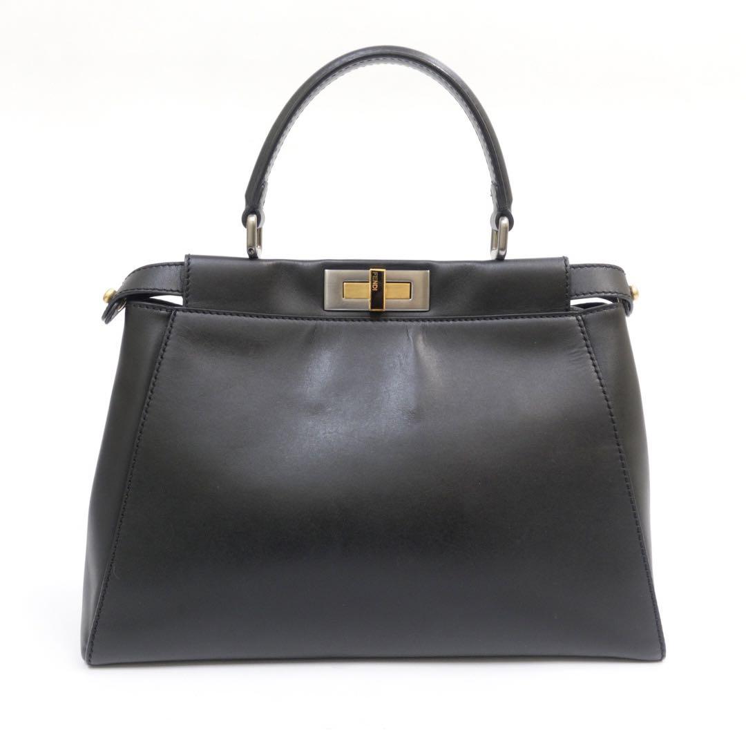 【美品】FENDI フェンディ ピーカブー レギュラー　ブラック 2way バッグ