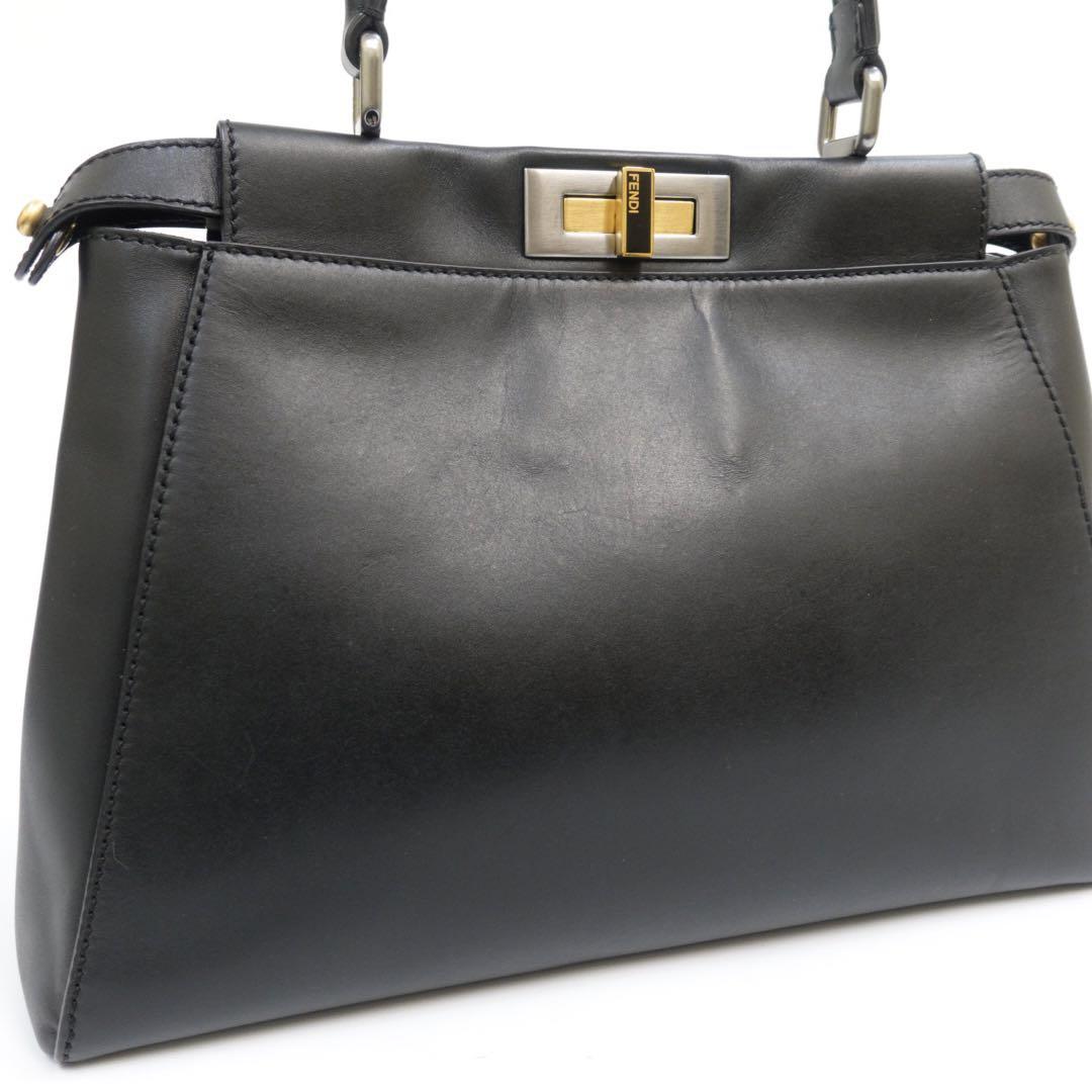 【美品】FENDI フェンディ ピーカブー レギュラー　ブラック 2way バッグ