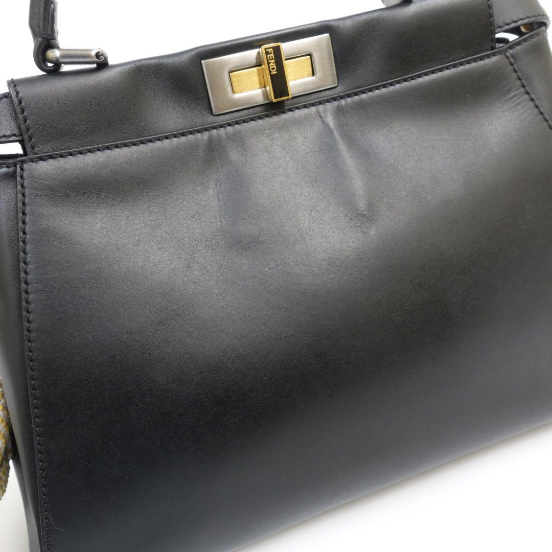 【美品】FENDI フェンディ ピーカブー レギュラー　ブラック 2way バッグ