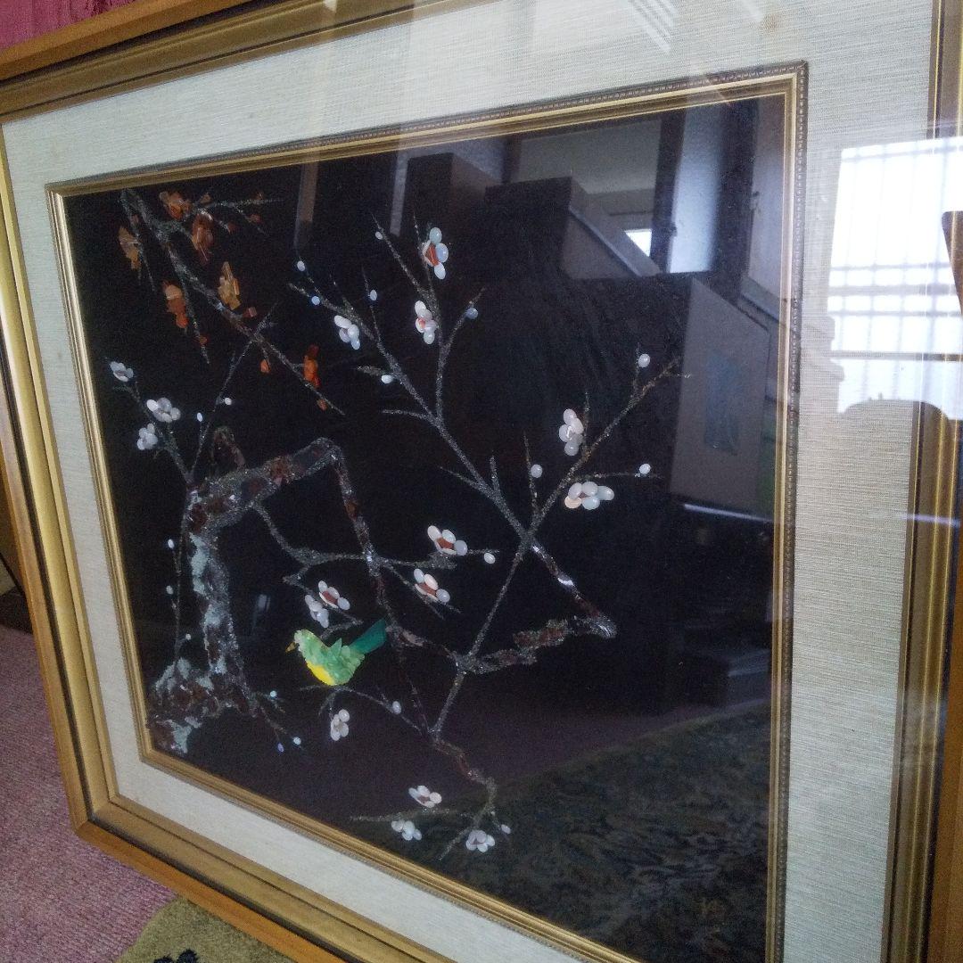 貴石画☆花と鳥のデザイン アート作品