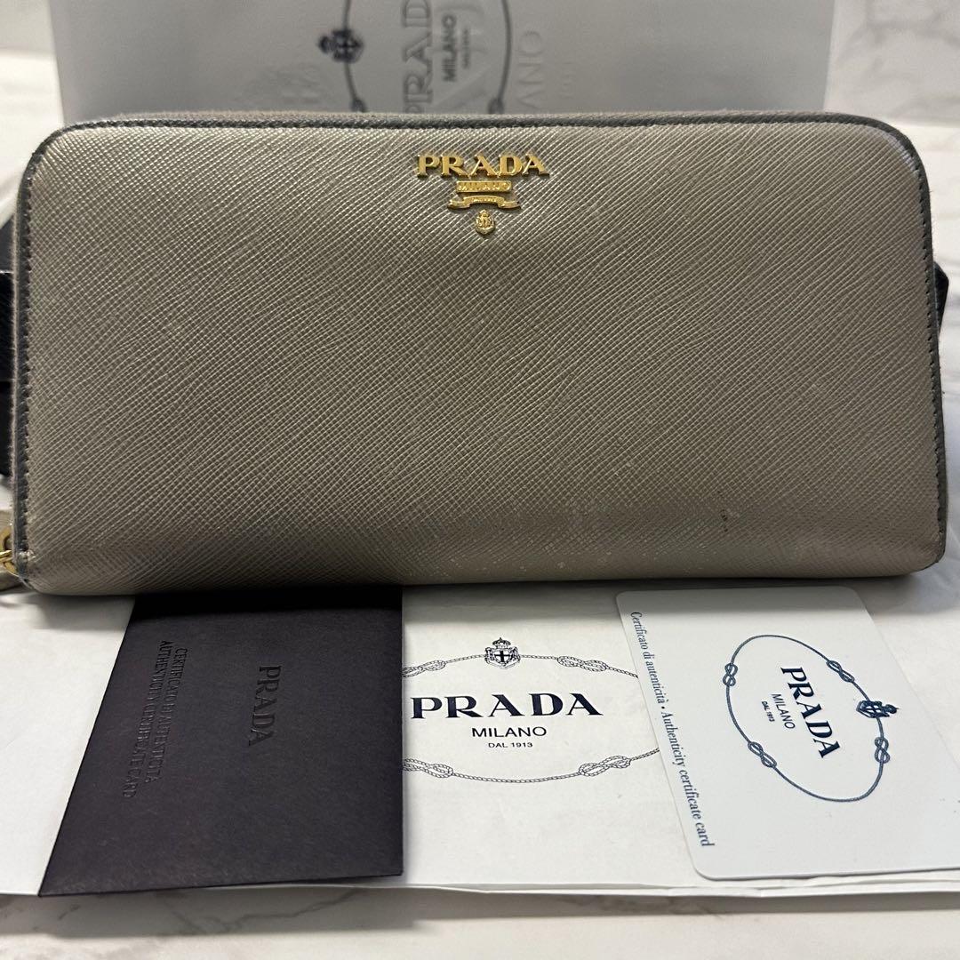 良品‼️ プラダ　PRADA 財布　長財布　サフィアーノ　ラウンドファスナー