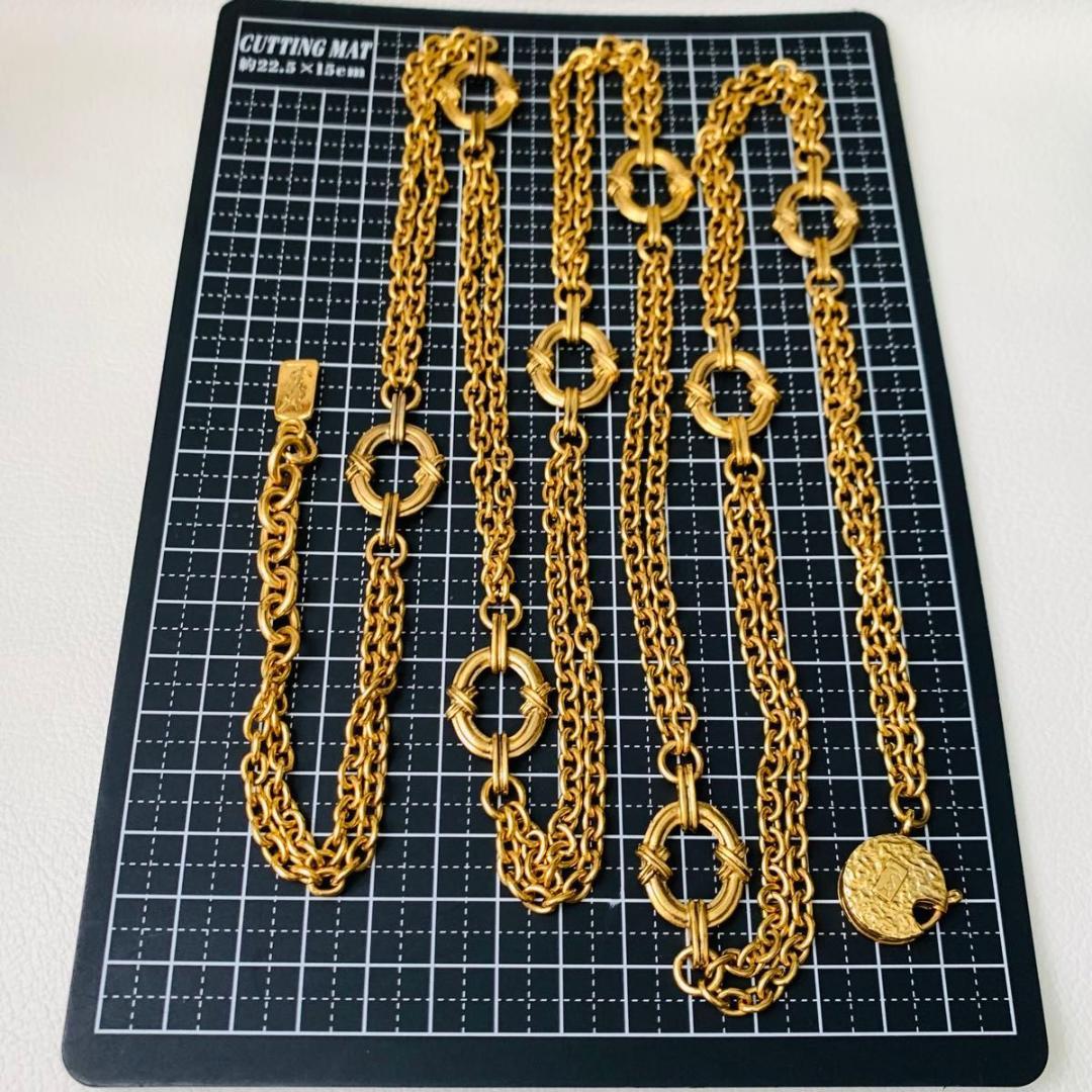 希少 130cm ロング ネックレス YSL イヴサンローラン ゴールド