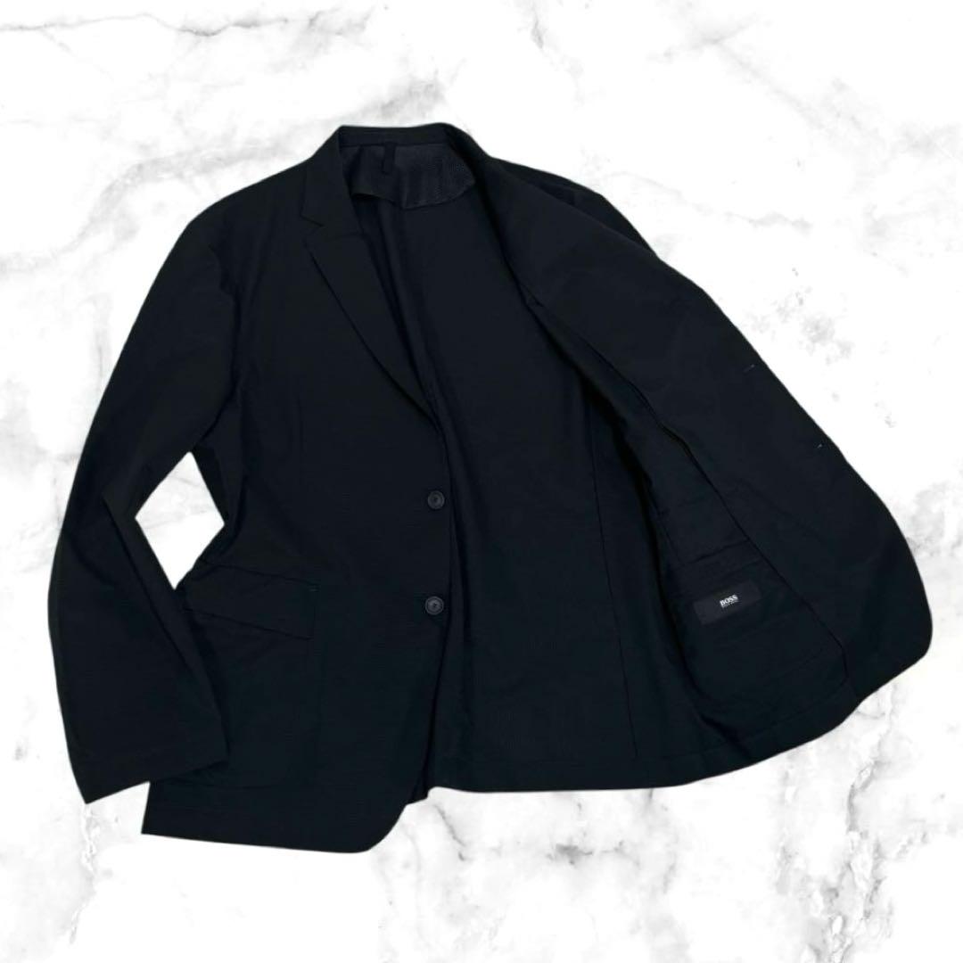 【美品】HUGO BOSS　トラベル アンコンジャケット　サマー(夏)生地　黒