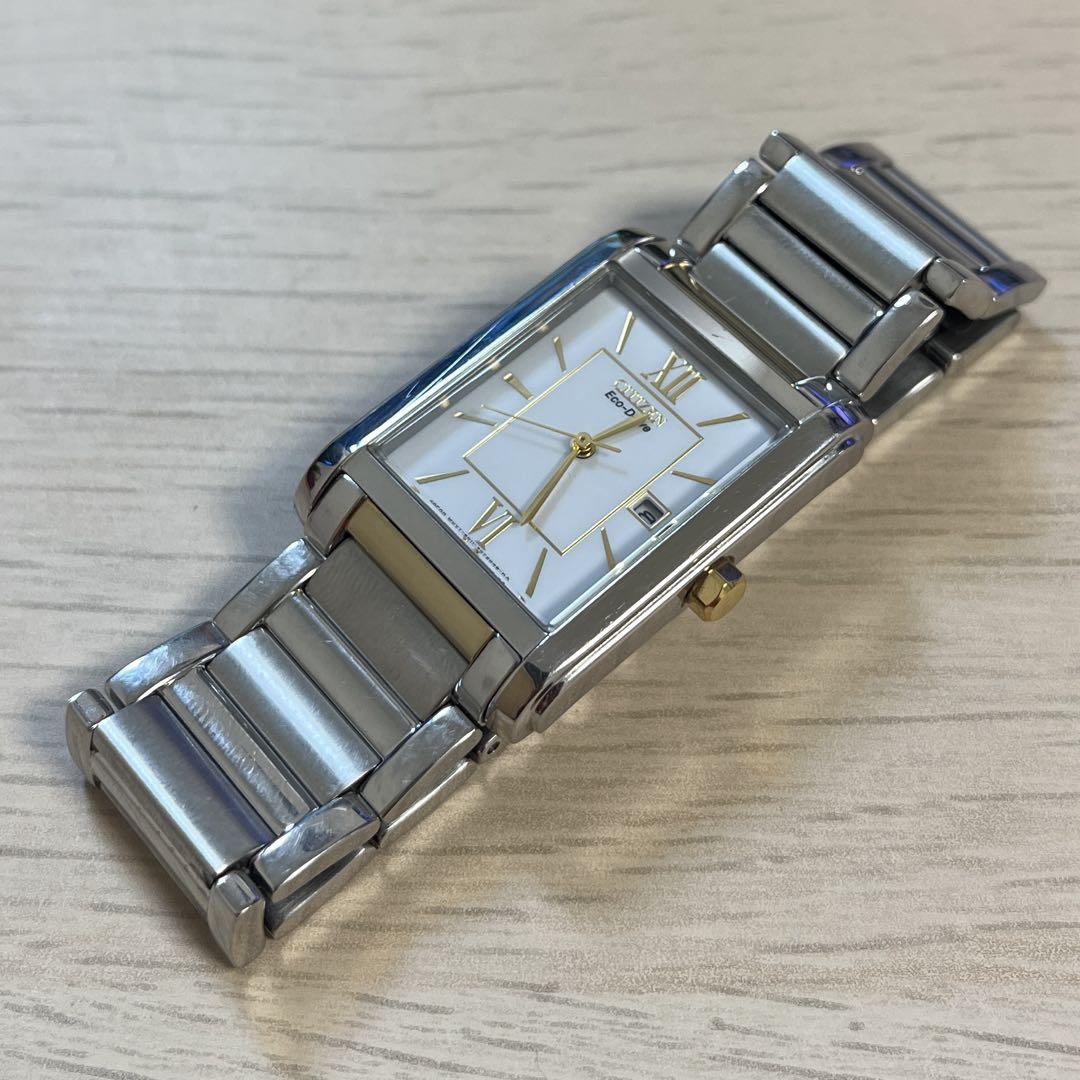 【稼働品】CITIZEN Eco-Drive 角型 腕時計 シルバー