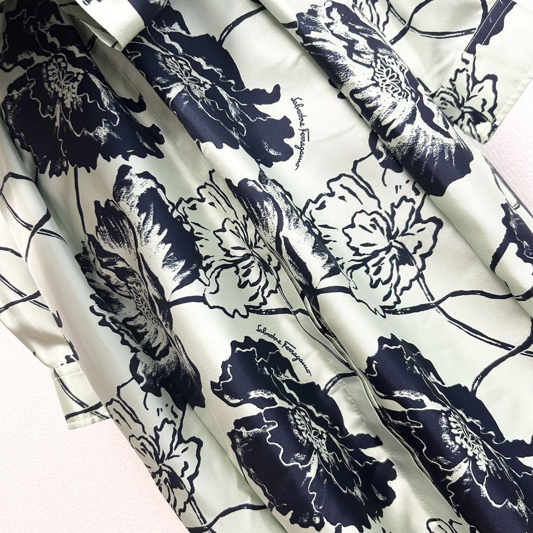 極美品 Salvatore Ferragamo 現行 シルク シャツワンピース 好評 www