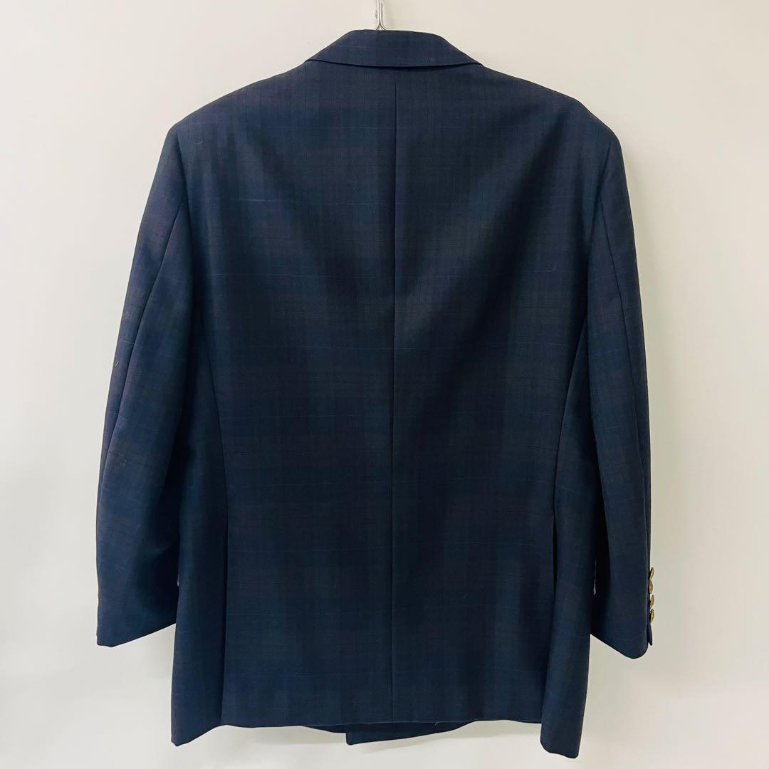 美品 BURBERRYS チェック ダブルテーラードジャケット ネイビー