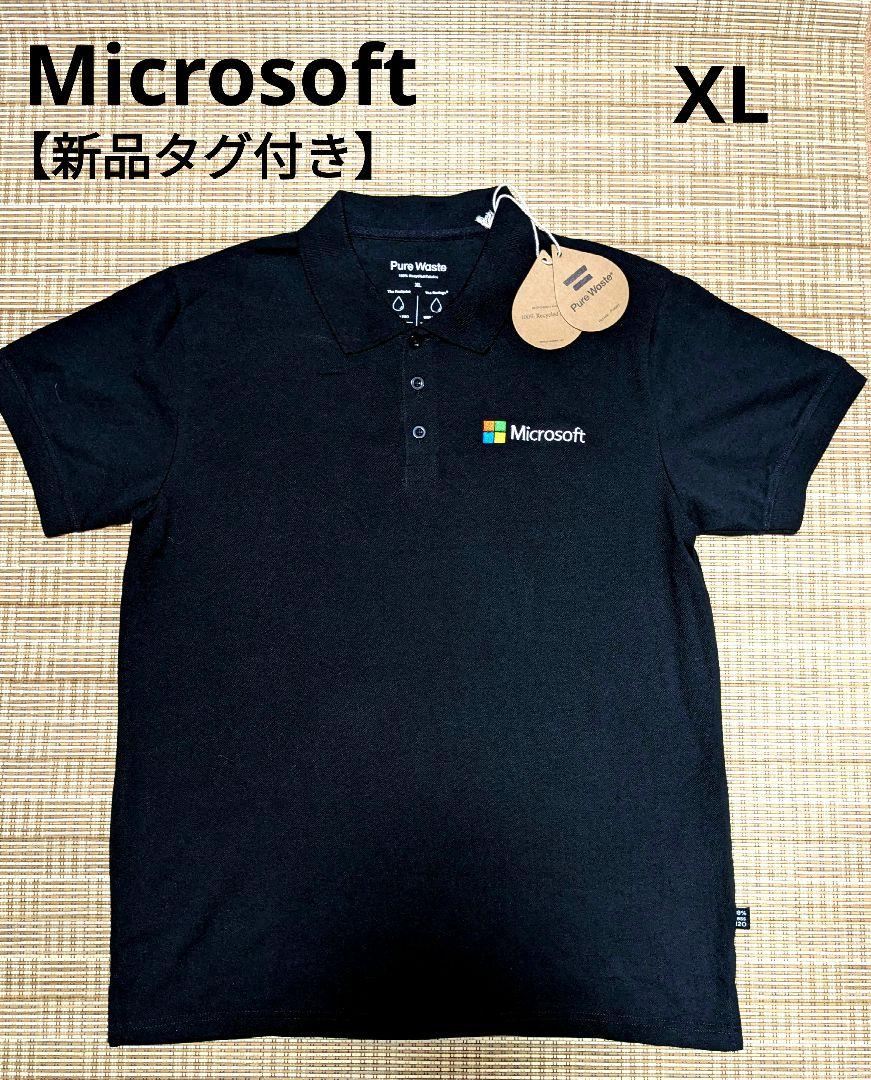 希少✨新品✨マイクロソフト 企業系 半袖ポロシャツ テック 黒　XL