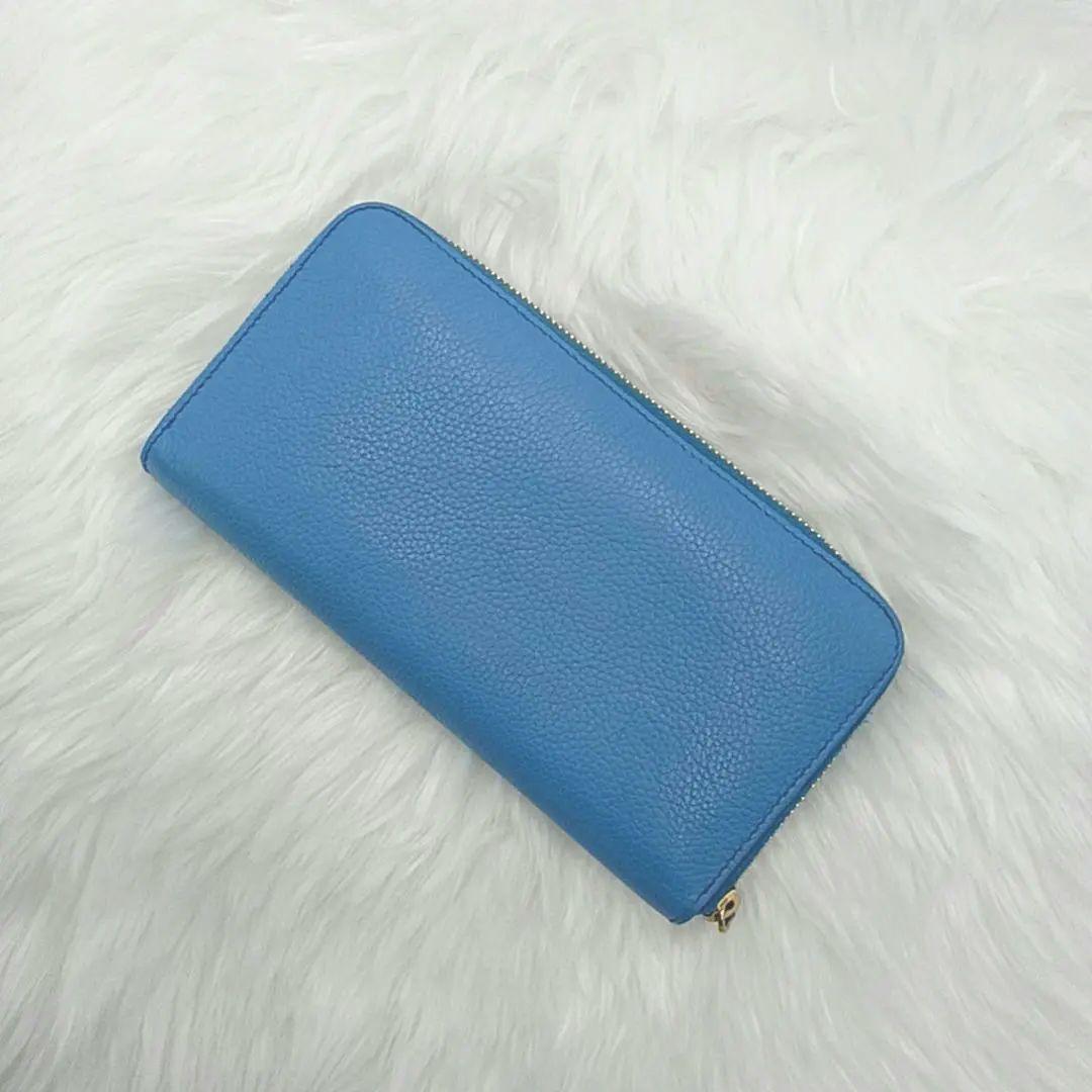美品】プラダ 長財布 ラウンドファスナー レザー ゴールド金具
