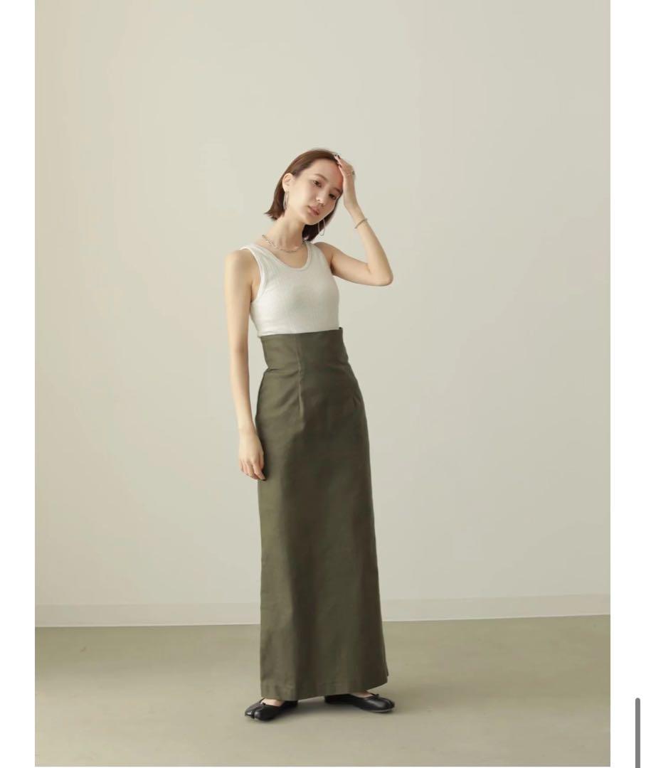 【Louren】人気　highwaist pencil skirt(カーキ) S