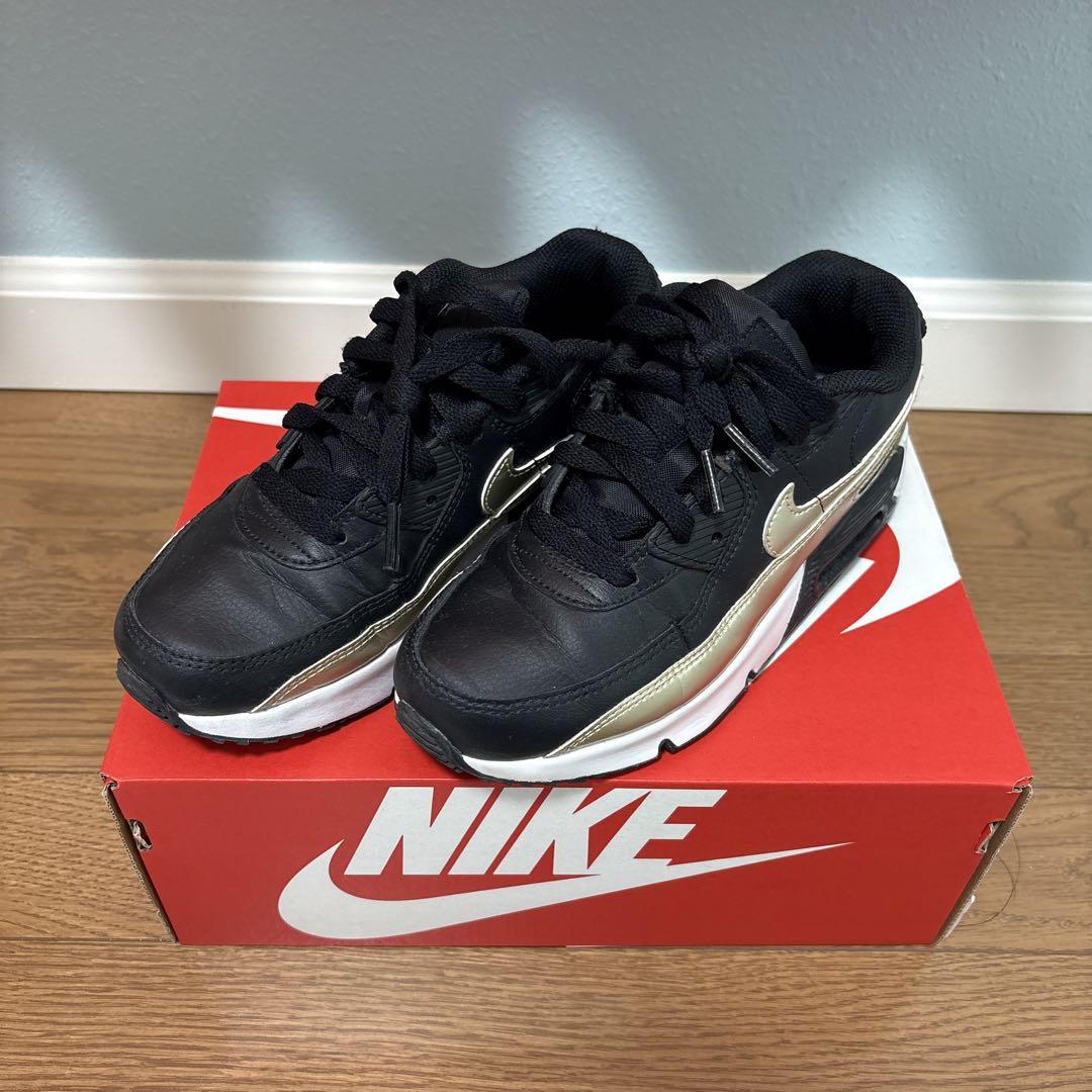 22㎝　NIKE エアマックス90 AIRMAX90 レザー　ジュニアレディース