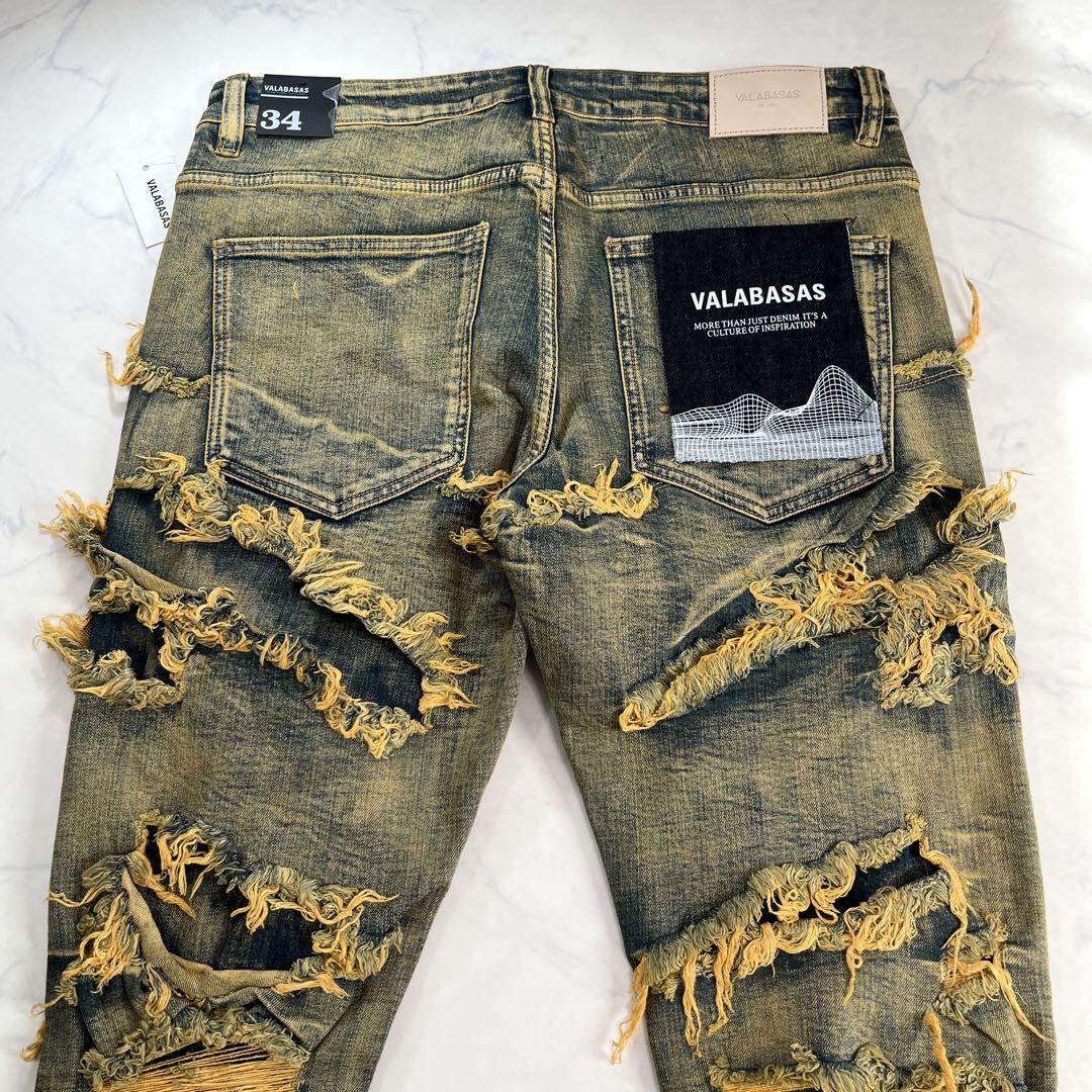 valabasasバラバサス ハードクラッシュフリンジフレアデニム