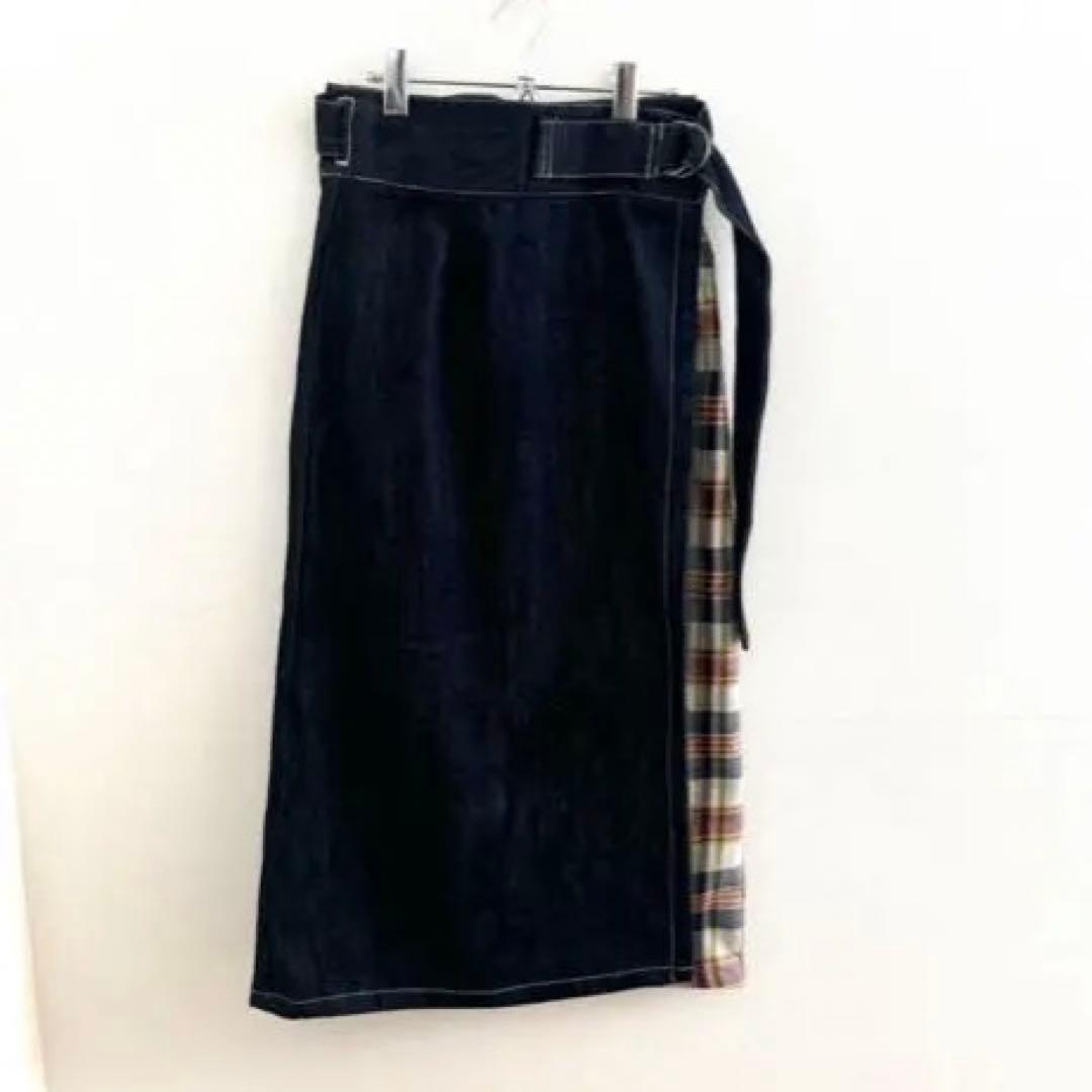 岡山デニム✖︎コットン の巻きスカート 自然素材 綿 コットンM