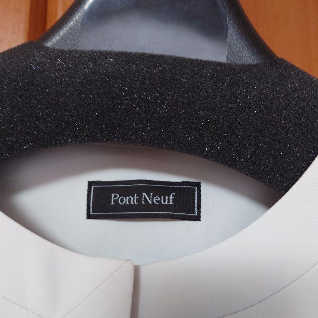 【送料無料/即納】  ホワイト ノーカラージャケット Neufタグ付き Pont ショート丈 ジャケット・アウター