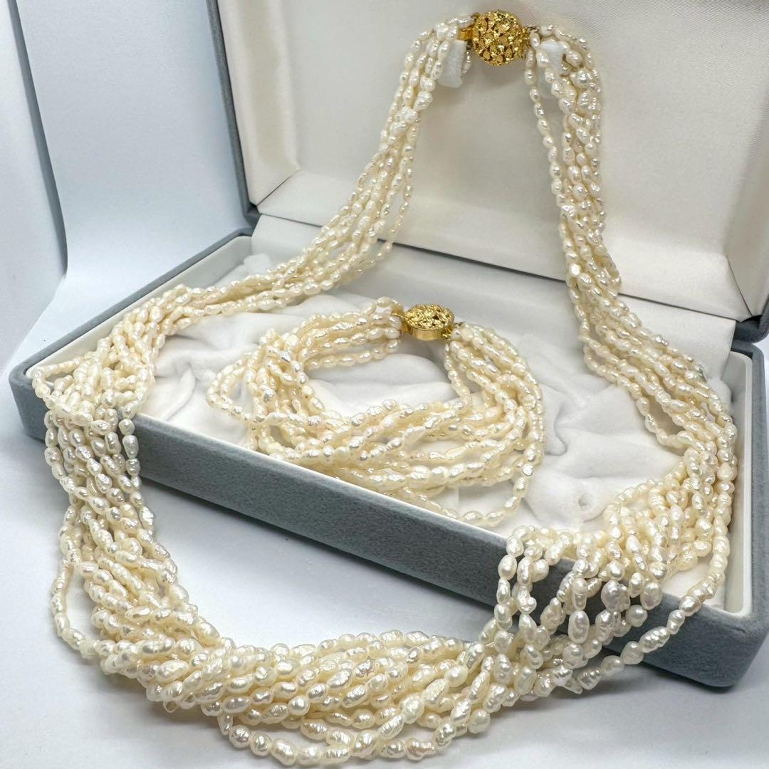 965 超美品 本真珠 ケシパール 10連 ネックレス ブレスレット ケシパール 本真珠 10連 ネックレス ブレスレット ゴールド 2way