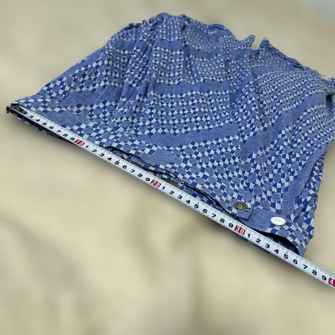 mintdesigns 変形ショートパンツ　ブルー　英語刺繍装飾　ミントデザイン