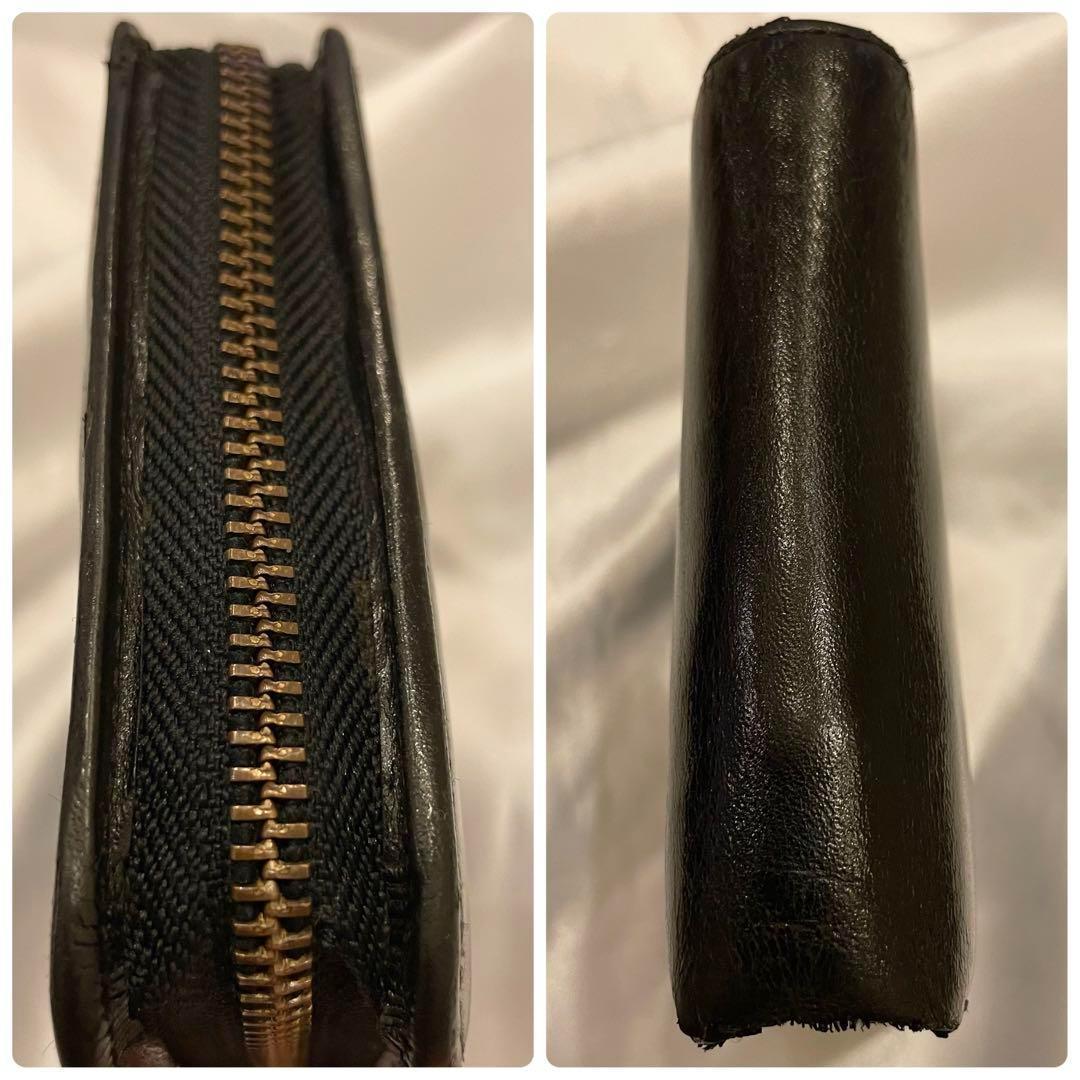 良品★コムデギャルソン レザー二つ折り財布 ラウンドファスナー ブラック