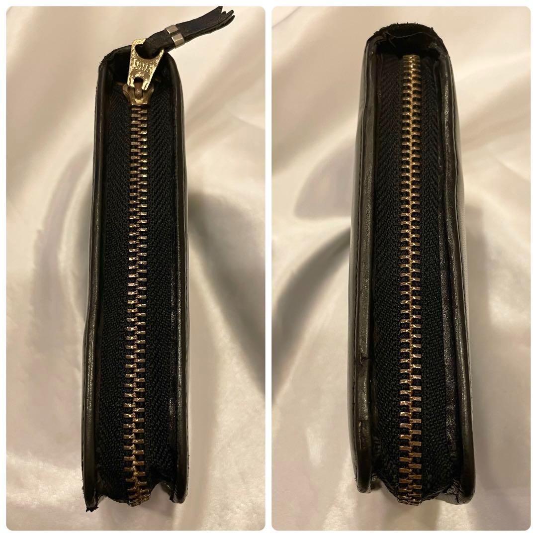 良品★コムデギャルソン レザー二つ折り財布 ラウンドファスナー ブラック