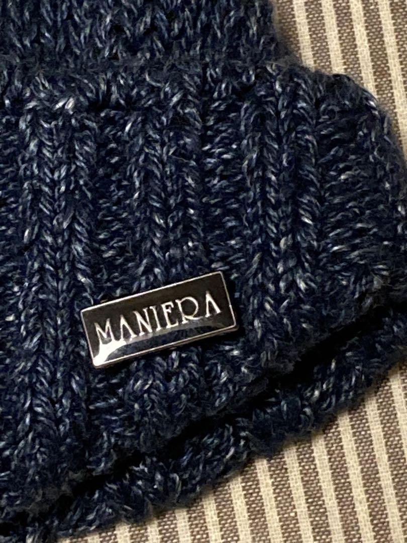 MANIERA マニエラ　リネン キャバリエ ワッチ　ニット帽　ネイビー系