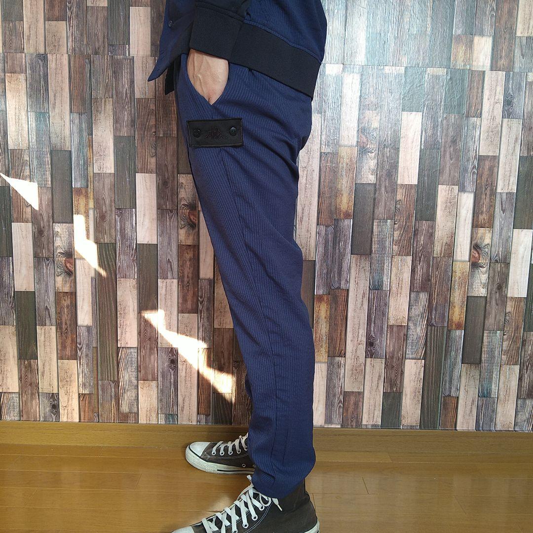 カッパ　ストレッチシャツ　テーパードパンツ　セットアップ　ネイビー