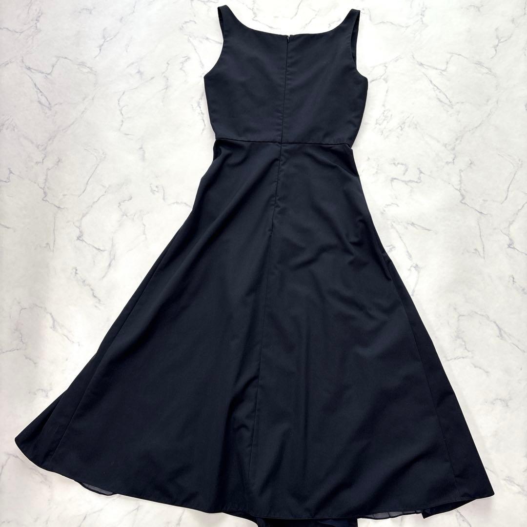 【rokh ロク】　プリーツ切替 フレアワンピース ブラック ノースリーブ　36