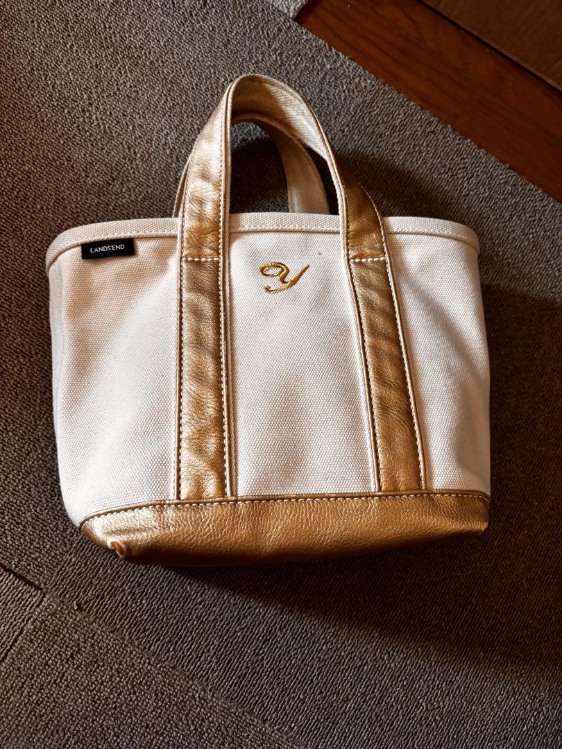 00's LANDS' END キャンバストートバック ランズエンド 美品 ランズエンド LANDS' END トートバッグ キャンバス 刺繍 Y