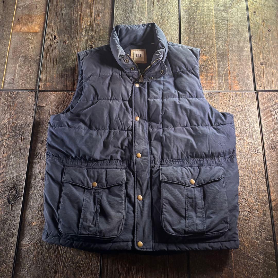 古着 ギャップ 90s ダウンベスト プリマロフト ネイビー XLXL(LL)・Gap
