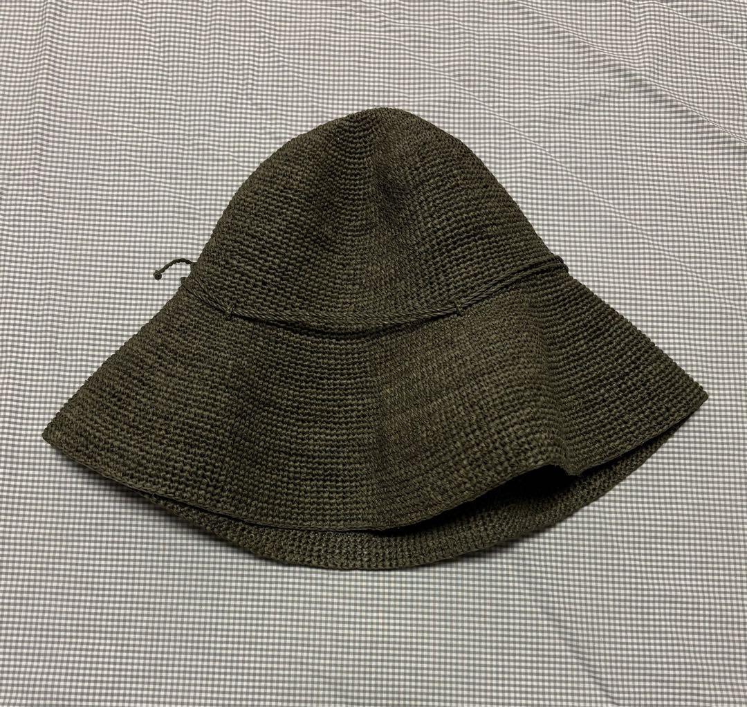 11時まで used品 ヘレンカミンスキー ストローハット カーキ色