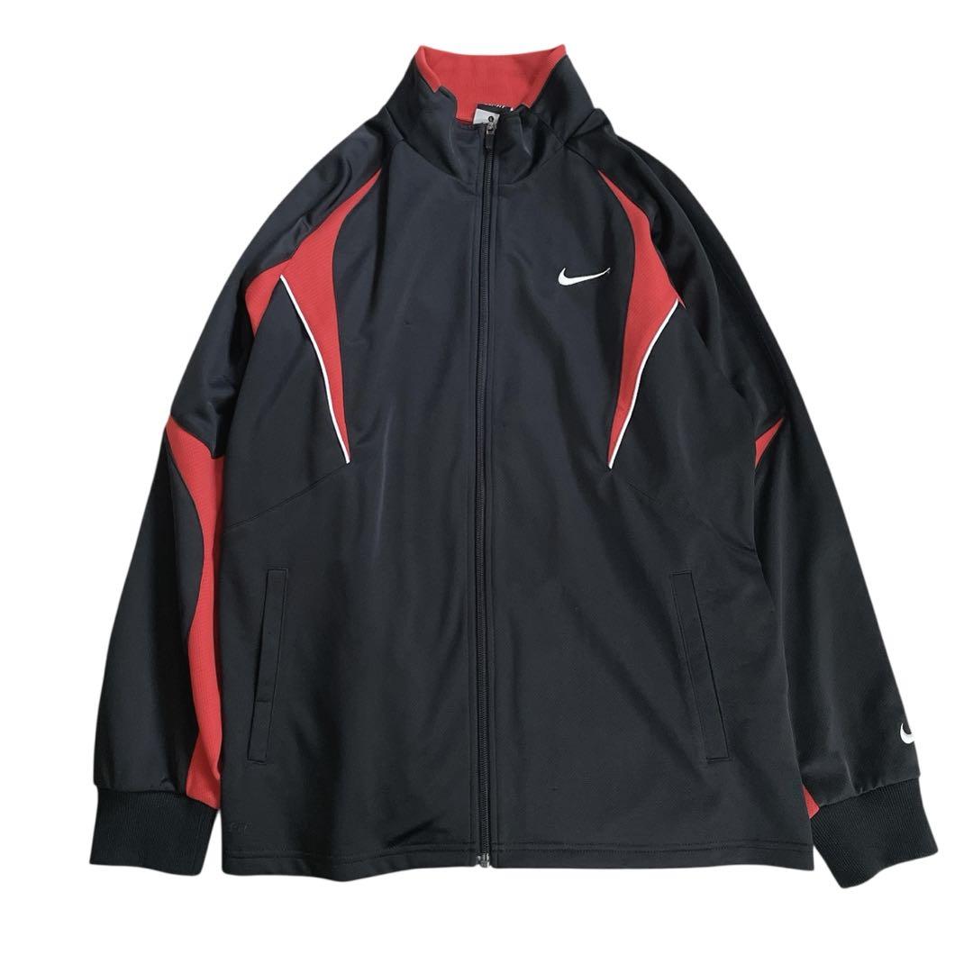 NIKE　DRI-FIT ジャージ上下　セットアップ　黒×赤　L
