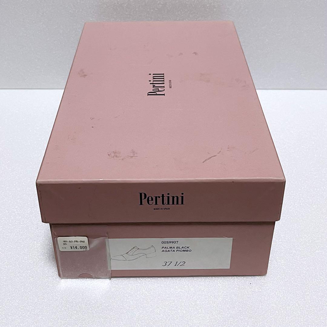 Pertini】ペルティ二 ローヒール シューズ エナメル リボン