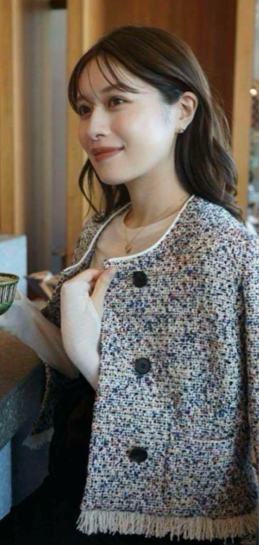 ジャケット・アウター laubeblanc mix tweed No collar jacket Mix tweed No collar jacket – L'AUBE BLANC