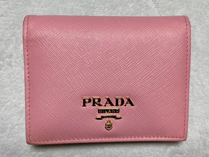 即納HOT PRADA ピンク 箱付き AX2fT-m51170454409 プラダ 二つ折り財布 特価低価