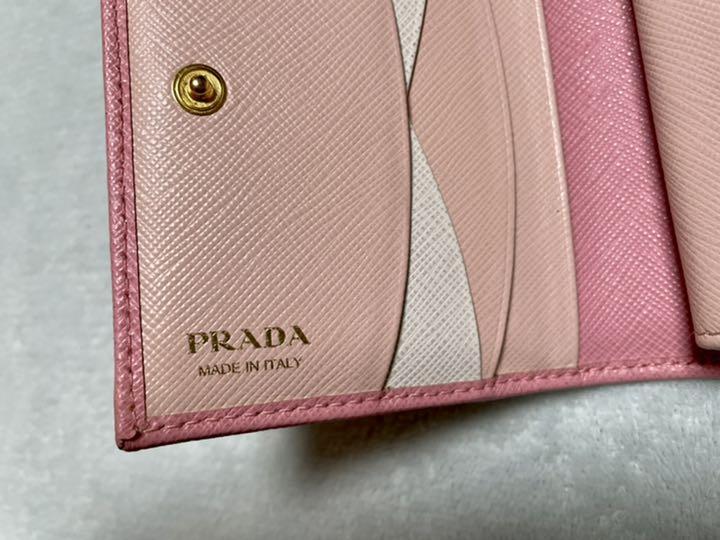 即納HOT PRADA ピンク 箱付き AX2fT-m51170454409 プラダ 二つ折り財布 特価低価
