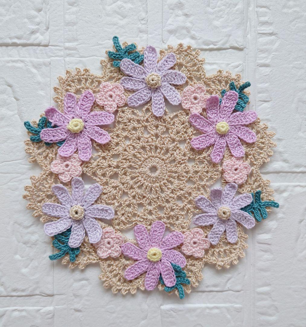 ハンドメイド】かぎ針編み レース編み ドイリー 花 - メルカリ