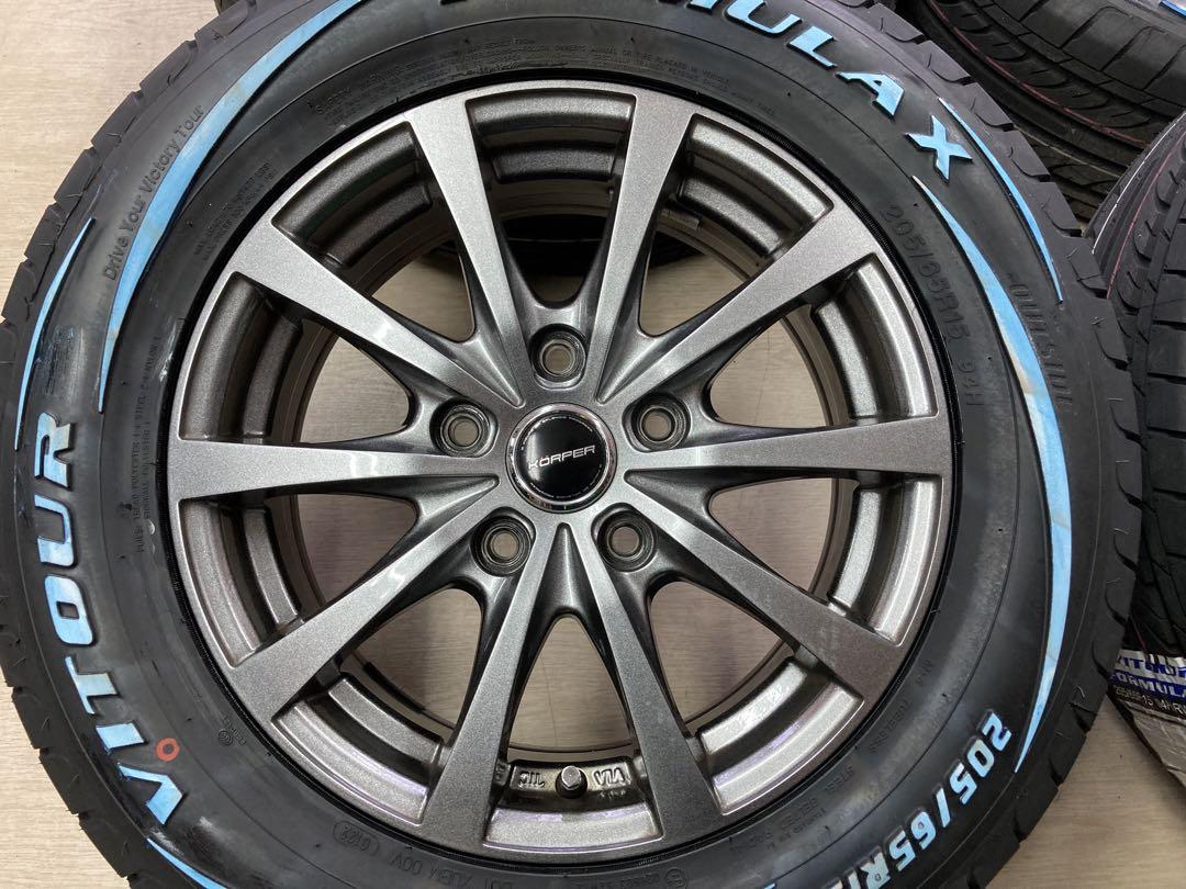 ステップワゴンなどに！ホワイトレタータイヤ205/65R15に中古ホイールセット