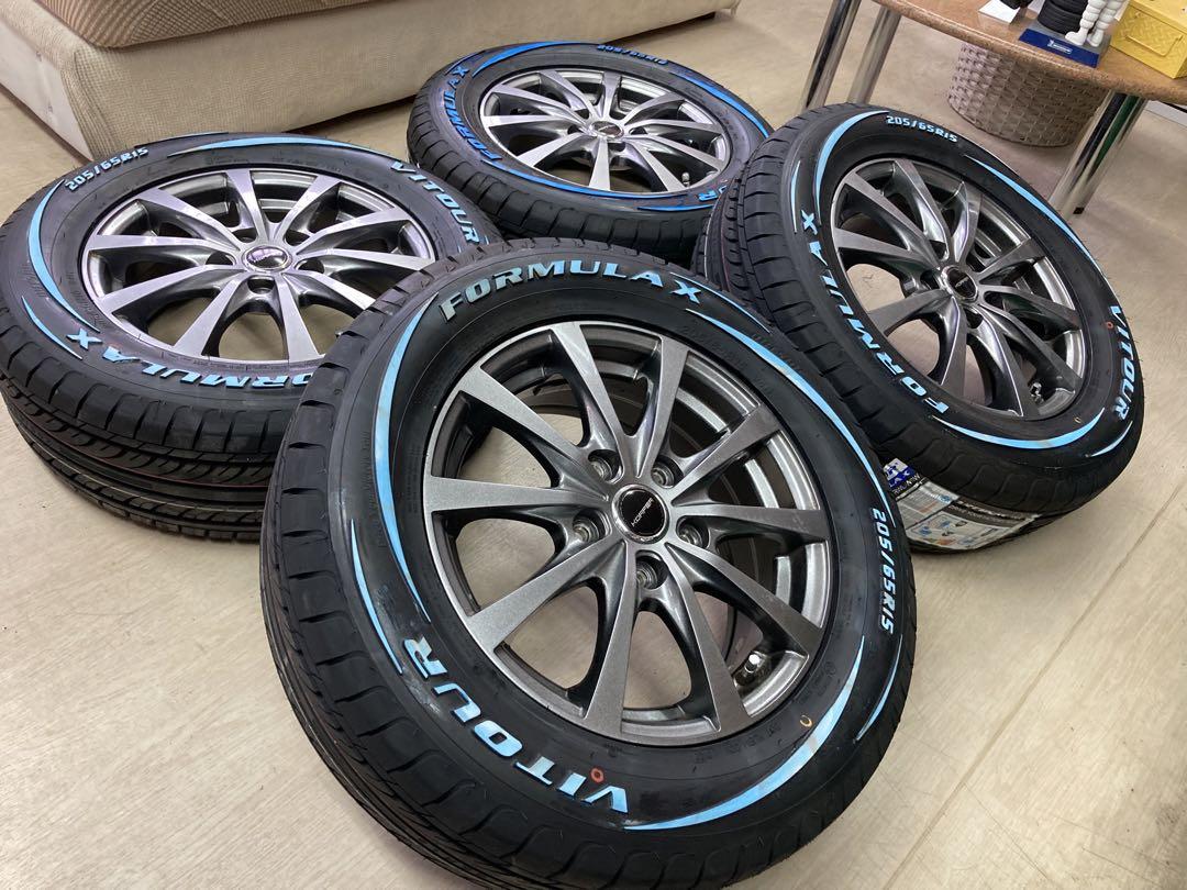 ステップワゴンなどに！ホワイトレタータイヤ205/65R15に中古ホイールセット