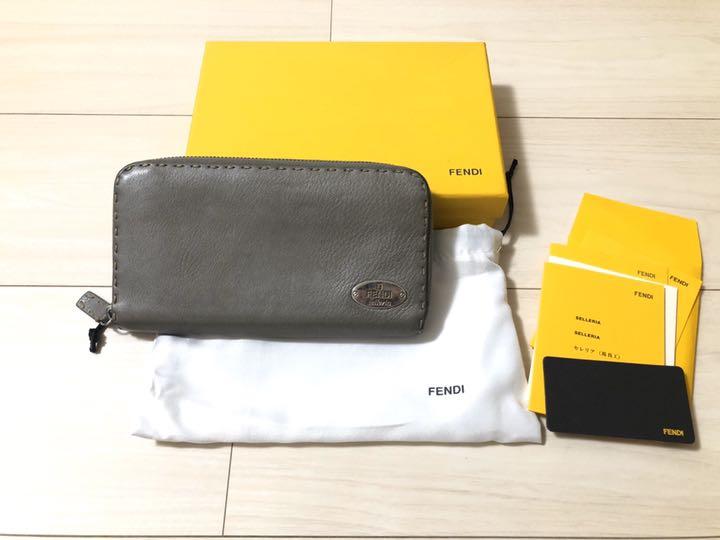 Fendi セレリア　長財布 FENDI】セレリア ジップアラウンド財布 カーフレザー ロゴ