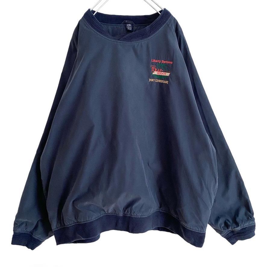 海外古着 刺繍 ラグランスリーブ ナイロンプルオーバー 2XL ビッグサイズ