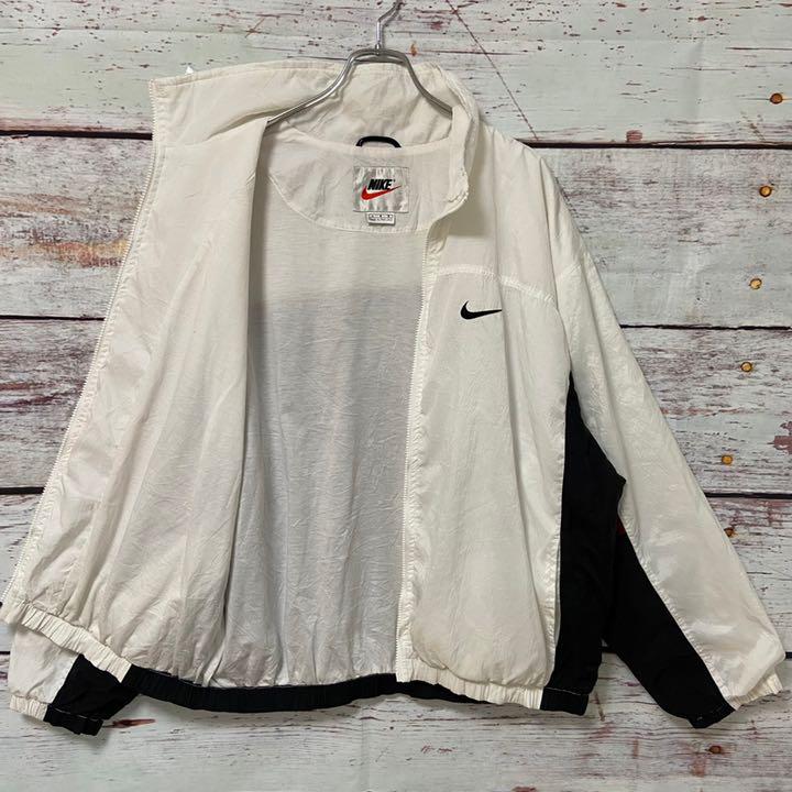 最新作大人気 希少 刺繍ビッグロゴ ナイロンジャケット L I4WJN-m51185518445 90's 白タグ NIKE 定番大特価